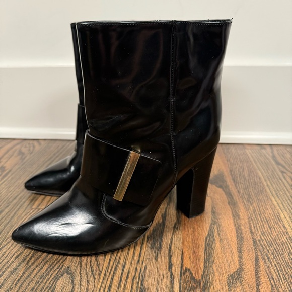 See by Chloe Patent Leather Gold Buckle Heeled Boots size 38 - Picture 4 of 8
